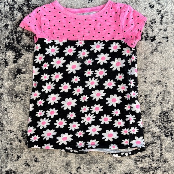 jumping beans Other - Kids Pink and Black Polka Dot Floral Top - Girls Size 5